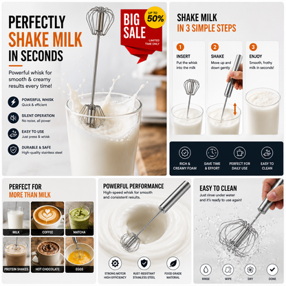Stainless Steel Semi-Automatic Hand Whisk