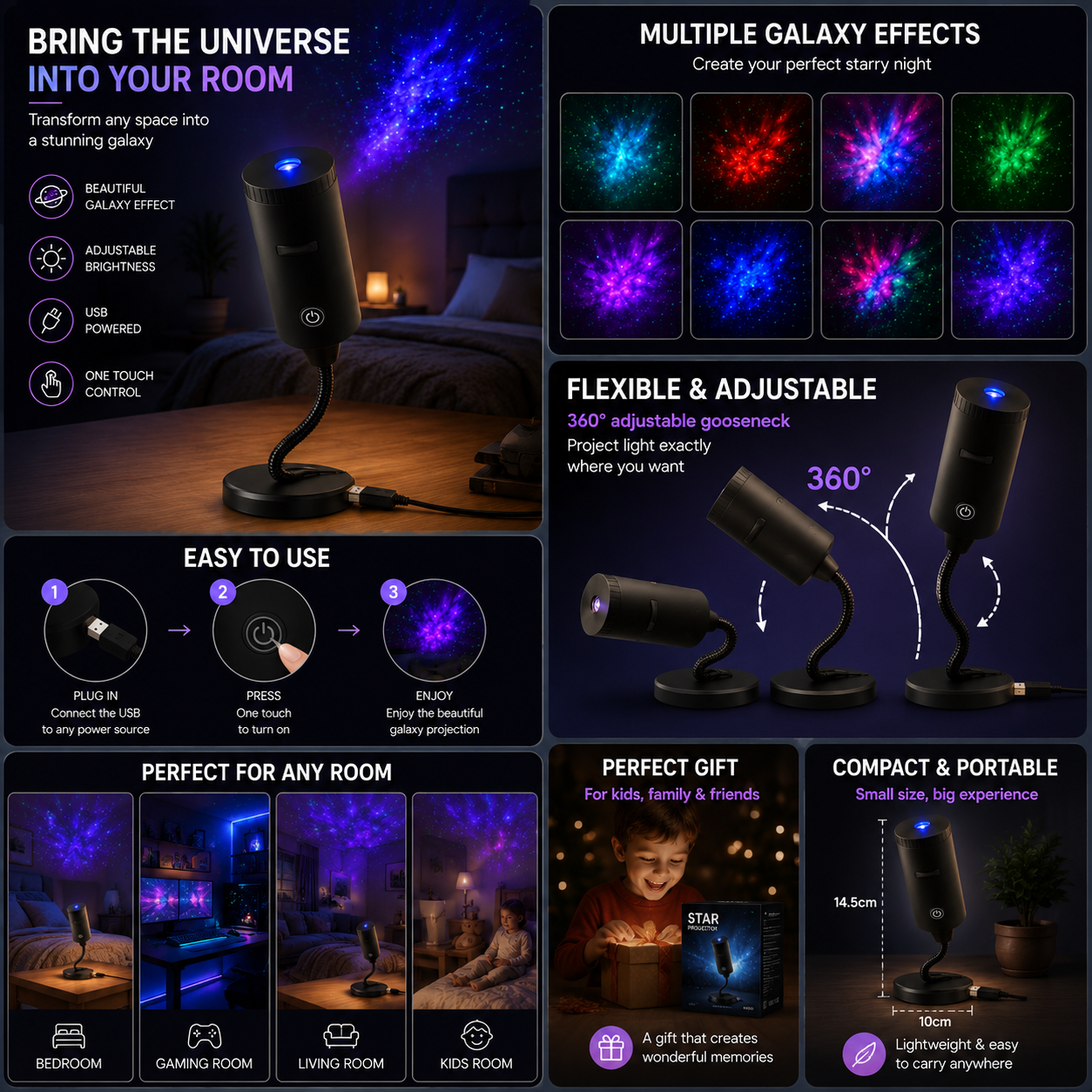 Galaxy Star Projector Night Light